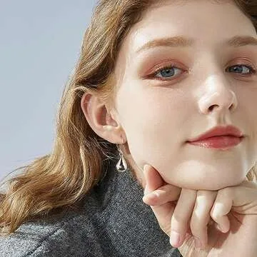 Elegant Sterling Silver Teardrop Earrings for Women - Hypoallergenic Dangle Leverback Design