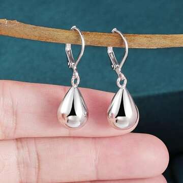 Sterling Silver Teardrop Earrings for Women Hypoallergenic