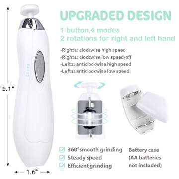 Baby Nail File Electric Nail Trimmer, Baby Nail Filer Kit with Nail Clippers, Toes Fingernails Care Trim Polish Grooming Safe for Infant Newborn Babies Toddler Kids or Women, 12 Grinding Heads