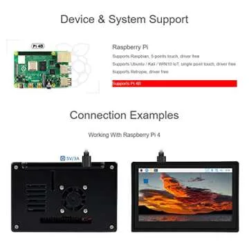 Waveshare 4.3 Inch Touch Screen DSI LCD with Case for Raspberry Pi 4B, 800×480 Resolution Monitor IPS Capacitive Screen Support Raspbian/Ubuntu/Kali/Retropie/WIN10 IoT