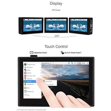 Waveshare 4.3 Inch Touch Screen DSI LCD with Case for Raspberry Pi 4B, 800×480 Resolution Monitor IPS Capacitive Screen Support Raspbian/Ubuntu/Kali/Retropie/WIN10 IoT