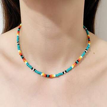 Yalice Boho Choker Necklace for Women - Colorful Beach Jewelry