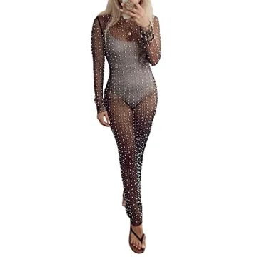 NUFIWI Sexy Rhinestone Beach Cover Up for Women