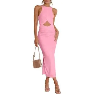 ANRABESS Womens Summer Formal Wedding Guest Dress Sexy Cutout Bodycon Slit Date Night Out Cocktail D...
