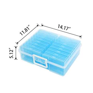 Naivees 4" x 6" Photo Storage Case with Handle, 16 Inner Photo Organizer Keeper, Extra Large Storage Picture Boxes, Seed Storage, Transparent Craft Keeper (Blue)
