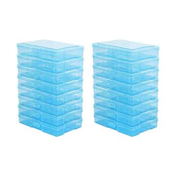 Naivees 4" x 6" Photo Storage Case with Handle, 16 Inner Photo Organizer Keeper, Extra Large Storage Picture Boxes, Seed Storage, Transparent Craft Keeper (Blue)