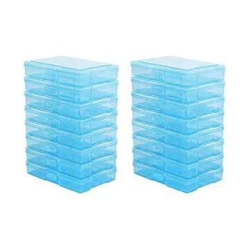 Naivees 4" x 6" Photo Storage Case with Handle, 16 Inner Photo Organizer Keeper, Extra Large Storage Picture Boxes, Seed Storage, Transparent Craft Keeper (Blue)