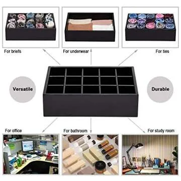 GOBAM Bamboo Drawer Organizer 15 Compartments - Eco-Friendly