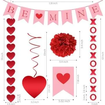 OLANRUN Valentines Day Decorations Set, 21 Pcs Hanging Red Valentines Day Decor for Home Office Classroom Wedding Party…
