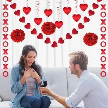 OLANRUN Valentines Day Decorations Set, 21 Pcs Hanging Red Valentines Day Decor for Home Office Classroom Wedding Party…