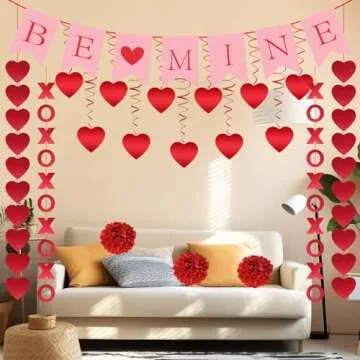 OLANRUN Valentines Day Decorations Set, 21 Pcs Hanging Red Valentines Day Decor for Home Office Classroom Wedding Party…