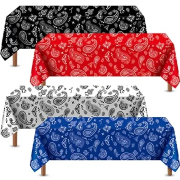 Reginary Western Party Tablecloth Paisley Bandana Table Cover Plastic Rectangle Tablecloth for Weste...