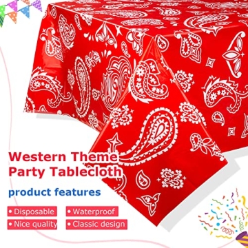 Reginary Western Tablecloths - 4 Pack Cowboy Party Covers