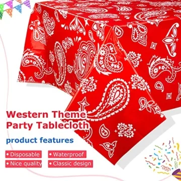 Reginary Western Tablecloths - 4 Pack Cowboy Party Covers