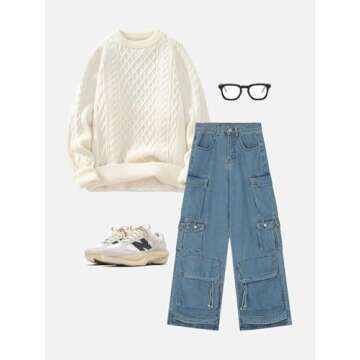 Aelfric Eden Men’s Harajuku Solid Sweater Unisex Oversized Knitted Sweaters Casual Pullover Crew Neck Tops