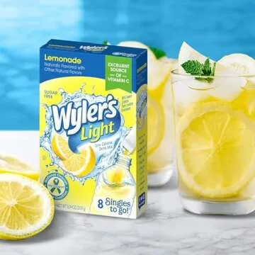 Wyler's Light Singles To Go Powder Packets, Water Drink Mix, Lemonade, 12 Boxes, 8 Servings per Box,...