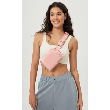 ODODOS Unisex Mini Belt Bag with Adjustable Strap Small Fanny Pack for Workout Running Traveling Hiking, Light Pink