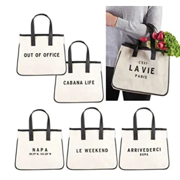 Durable Cotton Canvas Tote Bag with Leather Handles