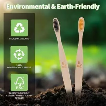Eco-Friendly GENKENT Bamboo Toothbrushes 12 Pack BPA Free