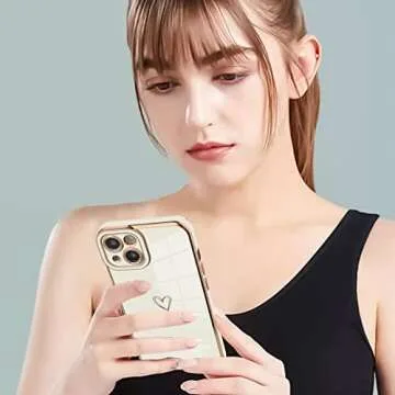 KANGHAR Compatible with iPhone 13 Case for Women Girl, Plating Edge Cute Love Heart Soft TPU Bumper Shockproof Protection Phone Case Cover for iPhone 13 6.1 Inch(White)