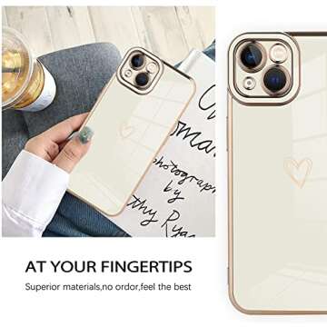KANGHAR Compatible with iPhone 13 Case for Women Girl, Plating Edge Cute Love Heart Soft TPU Bumper Shockproof Protection Phone Case Cover for iPhone 13 6.1 Inch(White)