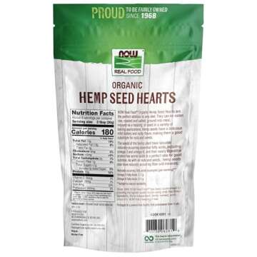 NOW Foods, Organic Hemp Seed Hearts, High in Protein and Iron, with Omega-3 and Omega-6 Fatty Acids,...