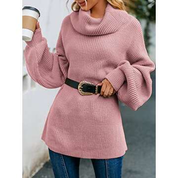 Simplee Women's Oversized Cowl Neck Knit Pullover Sweater Casual Loose Lantern Long Sleeve Jumper Tops (S Yellow)