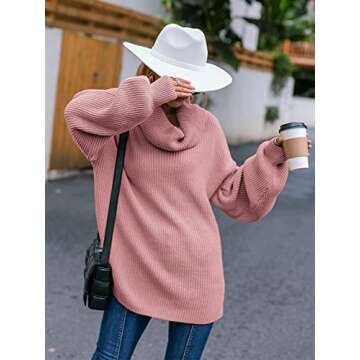 Simplee Women's Oversized Cowl Neck Knit Pullover Sweater Casual Loose Lantern Long Sleeve Jumper Tops (S Yellow)