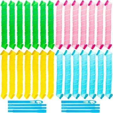 28 No Heat Spiral Hair Curlers Set for Damage-Free Styling (Assorted Colors, 75cm)