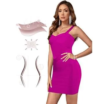 UONBOX Women's Rayon Cute Mini Sleeveless Bodycon Club Party Bandage Strap Dress