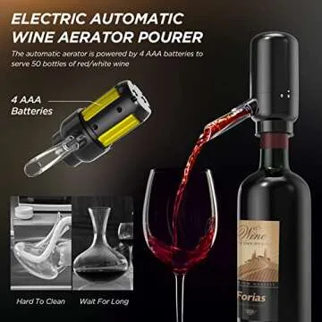 Forias wine opener，electric wine bottle opener set with rechargeable wine opener,electric wine aerator pourer,vacuum wine stopper and foil cutter (4)
