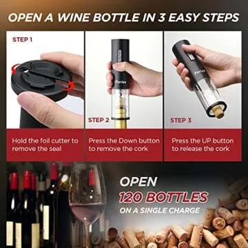 Forias wine opener，electric wine bottle opener set with rechargeable wine opener,electric wine aerator pourer,vacuum wine stopper and foil cutter (4)