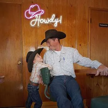 Howdy Hat Neon Sign USB Powered Dimmable Light for Decor