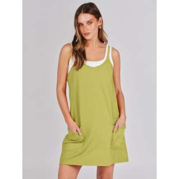 Caracilia Womens Summer Mini Dress 2025 Casual Sleeveless Built in Shapewear Sundress Trendy Short T...