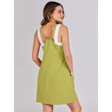 Caracilia Womens Summer Mini Dress 2025 Casual Sleeveless Built in Shapewear Sundress Trendy Short Tennis Athletic Outfits Light Green Small