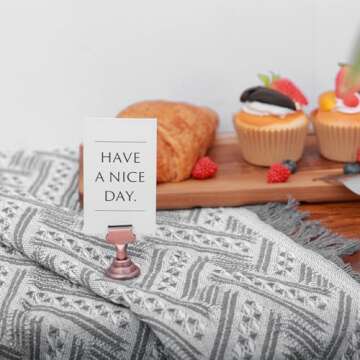 Urban Deco 16 Pieces Table Card Holder 1.6 inches Gold Steel Card Holders for Photos, Food Signs, Memo Notes, Weddings, Restaurants, Birthdays.