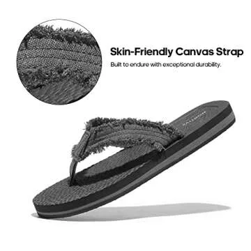 NORTIV 8 Mens Grey Flip Flop Thong Summer Beach Sandal 181111/Black/Grey -15