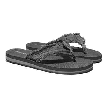 NORTIV 8 Mens Grey Flip Flop Thong Summer Beach Sandal 181111/Black/Grey -15