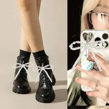 Trendy Pearl Bow Shoe Charms for Stylish Footwear
