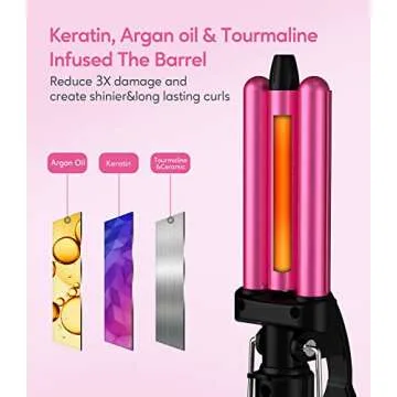 FARERY Mini Waver Curling Iron, 1/2 Inch, Hair Crimper for Women Beach Waves, Keratin & Argan Oil Infused, Dual Voltage, Pouch Bag