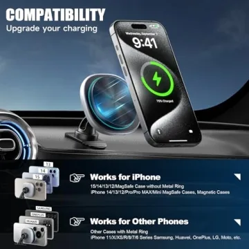 MagSafe Car Charger Mount - Fast 15W Wireless Charging