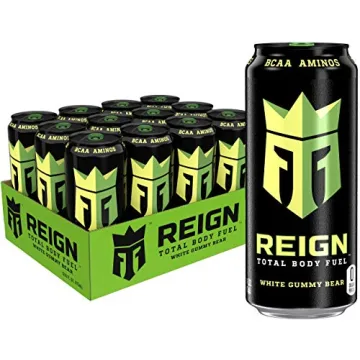 Reign Total Body Fuel, White Gummy Bear, Fitness & Performance Drink, 16 Fl Oz (Pack of 12)