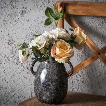 Ceramic Modern Farmhouse Vase with Handles for Decor