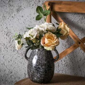 Ceramic Modern Farmhouse Vase with Handles for Decor