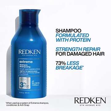 Redken Extreme Shampoo and Conditioner | For Damaged Hair Repair | Protein-Infused Strengthening Formula