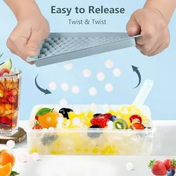 WIBIMEN Mini Ice Cube Trays, Small Tiny Round Pebble Crushed Nugget Ice Trays for Freezer with Lid -...