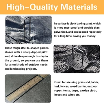 Bakulyor 100pcs Black Landscape Staples for Gardening