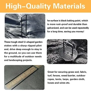 Bakulyor 100pcs Black Landscape Staples for Gardening