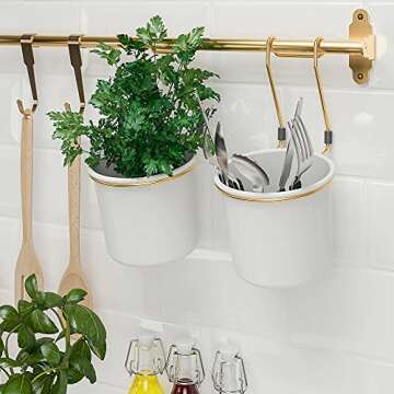 Ikea Rail, Polished / Brass-Colour 60 cm (23 ½ "), & 5 Pcs Hooks 7 cm (2 ¾ ")