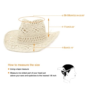 GEMVIE Summer Cowboy Cowgirl Straw Hat - Stylish Sun Protection